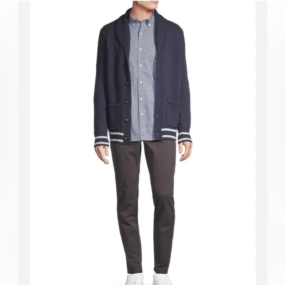 Vineyard Vines Varsity Wool Shawl Cardigan Nautical Navy XL Rope Design Sweater - Picture 16 of 16